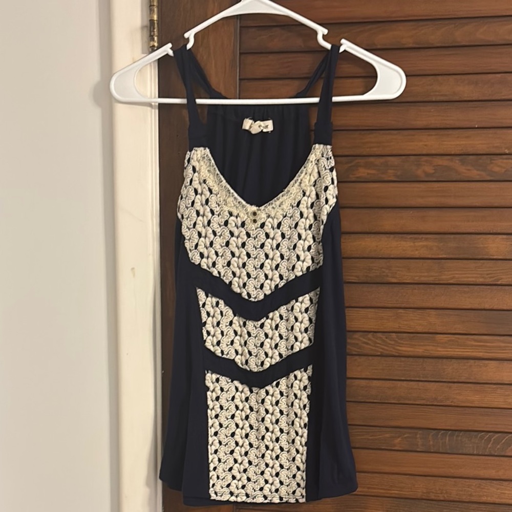 Navy and Cream Lacy Camisole